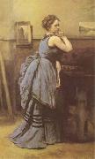 Jean Baptiste Camille  Corot Woman in Blue (mk09) Sweden oil painting reproduction